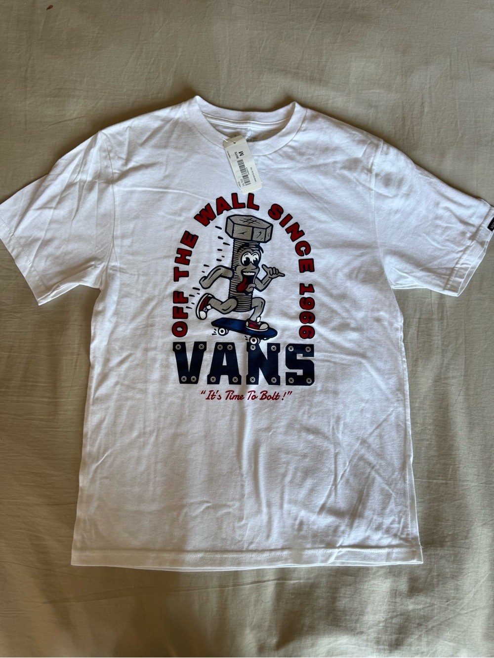 Vans White Tee with Red and Navy Graphic